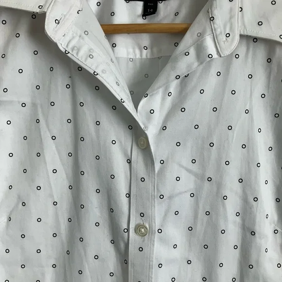 BANANA REPUBLIC White and Black Cotton Blend Button Down Tank Size 14T - Picture 4 of 11